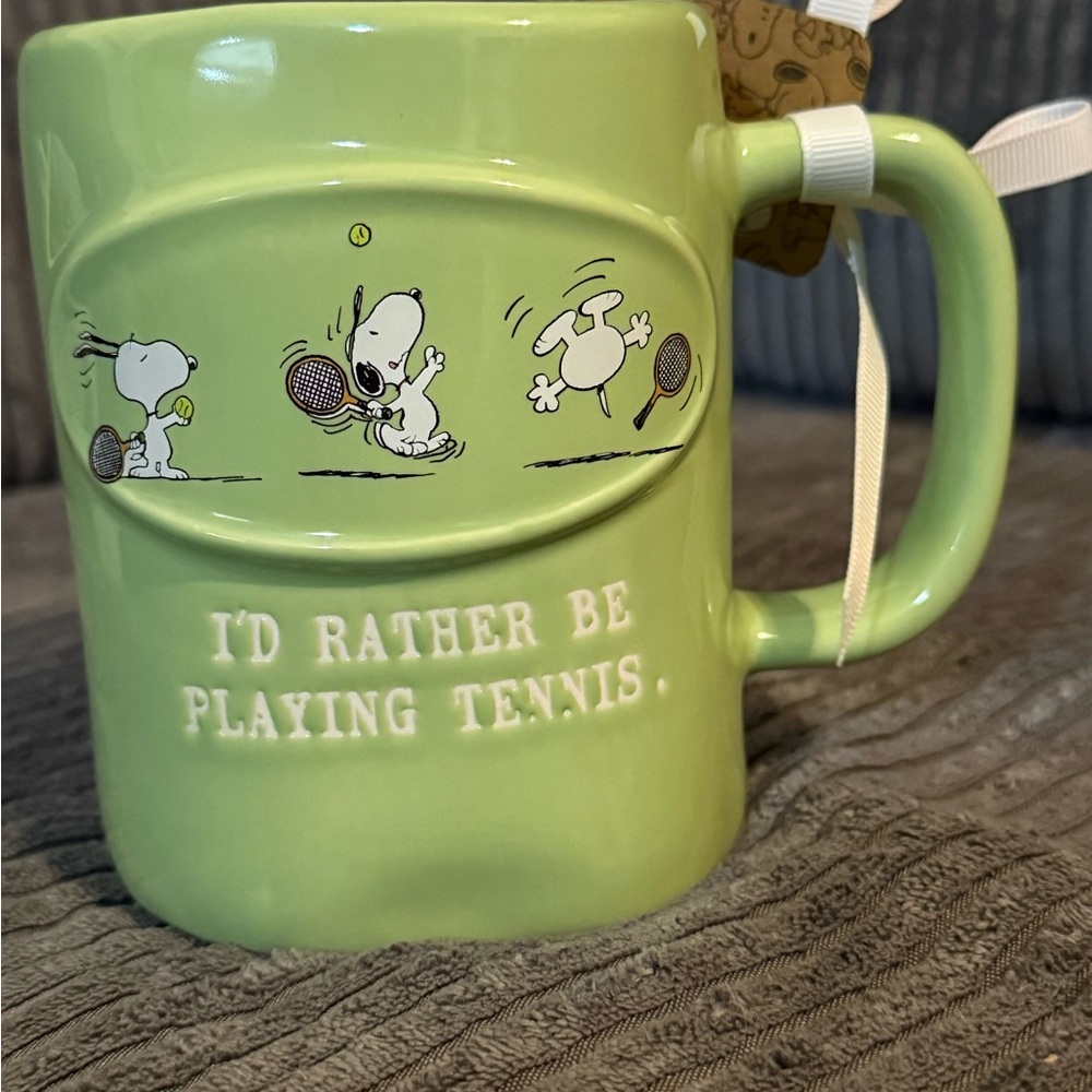 Rae Dunn Peanuts Green “I’d Rather Be Playing Tennis” Mug - Picture 4 of 6